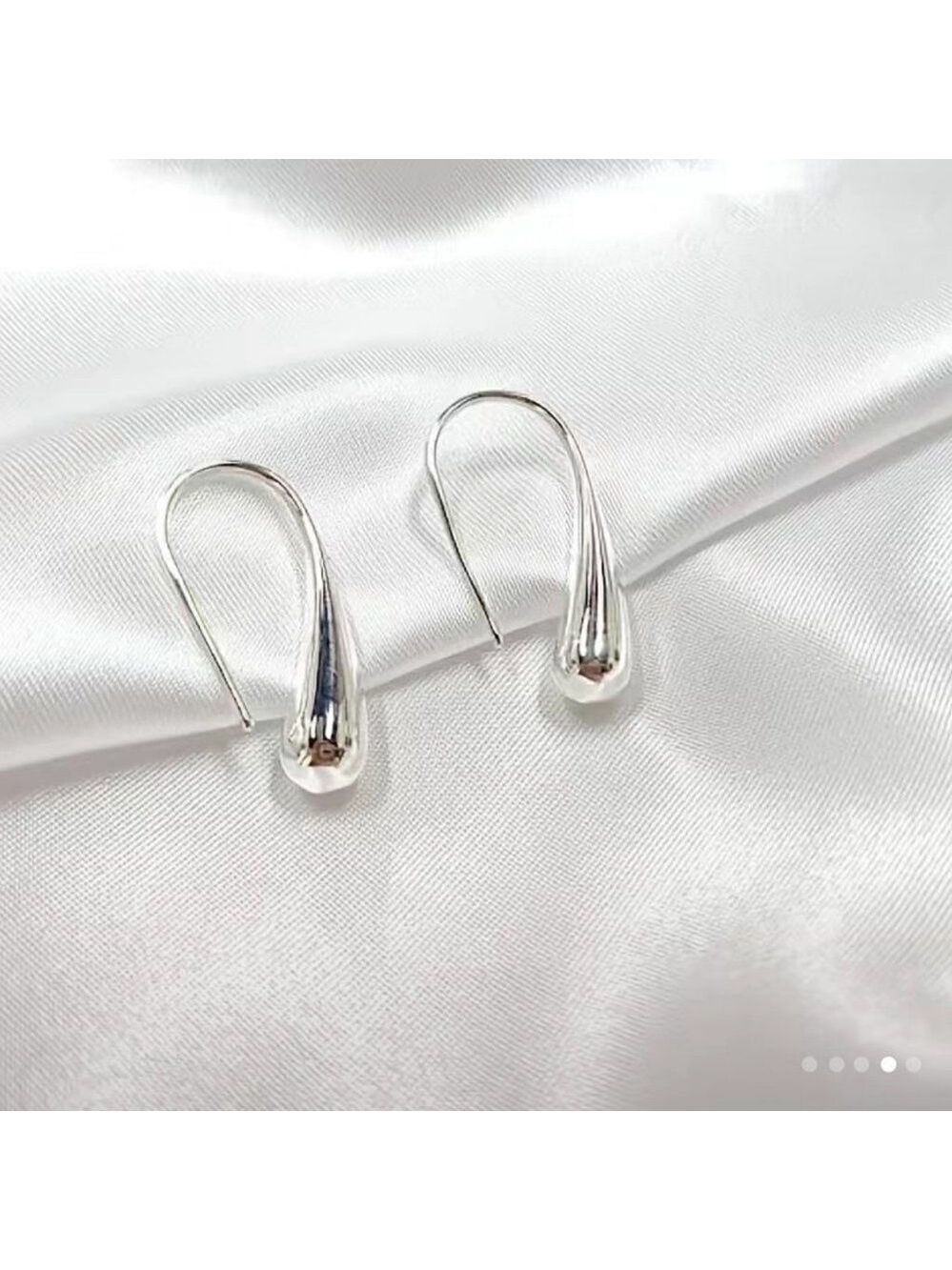 S925 Silver Water Drop Earrings #623 - Picture 3 of 5